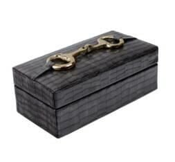 Siyah Deri Dikdörtgen Kutu 20*10 cm