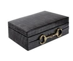 Siyah Deri Dikdörtgen Kutu 25*11 cm