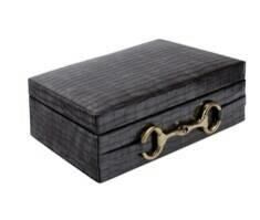Siyah Deri Dikdörtgen Kutu 25*11 cm
