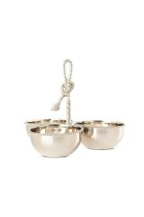 Halat Detay 3 lü Gümüş Çerezlik 19 cm