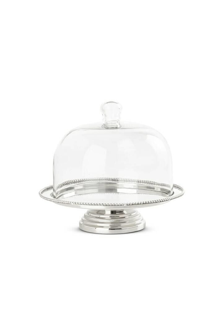 Cam Kapaklı Gümüş Pastalık 20*22 cm