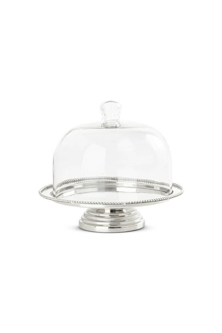 Cam Kapaklı Gümüş Pastalık 20*22 cm