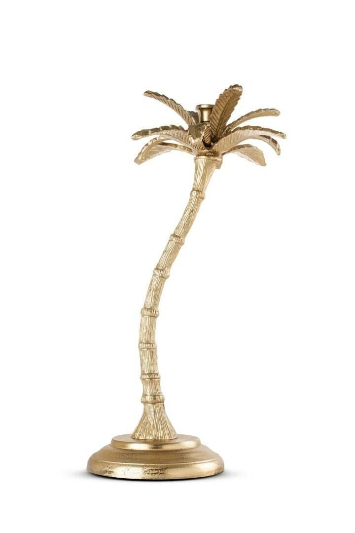 Palmiye Metal Döküm Mumluk Gold 51 cm