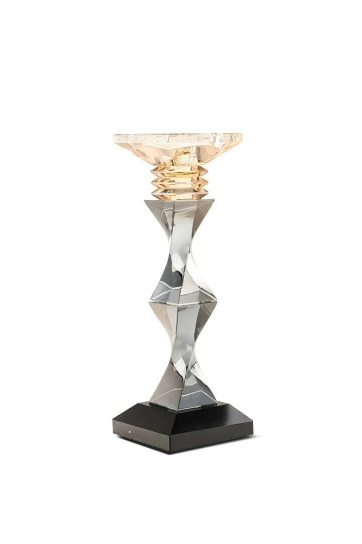 Burgulu Gümüş Amber Kristal Mumluk 29*10 cm