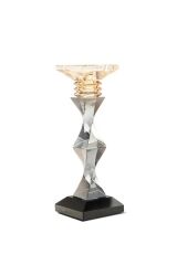 Burgulu Gümüş Amber Kristal Mumluk 29*10 cm