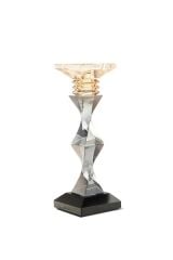 Burgulu Gümüş Amber Kristal Mumluk 29*10 cm