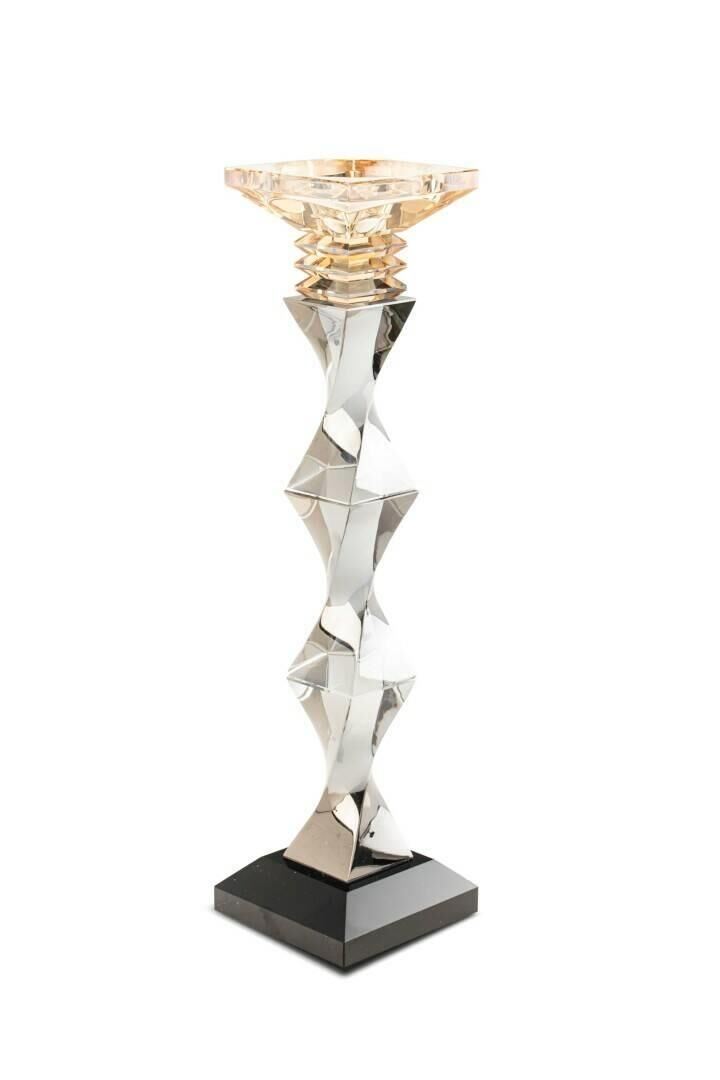 Burgulu Gümüş Amber Kristal Mumluk 39*10 cm