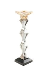 Burgulu Gümüş Amber Kristal Mumluk 39*10 cm