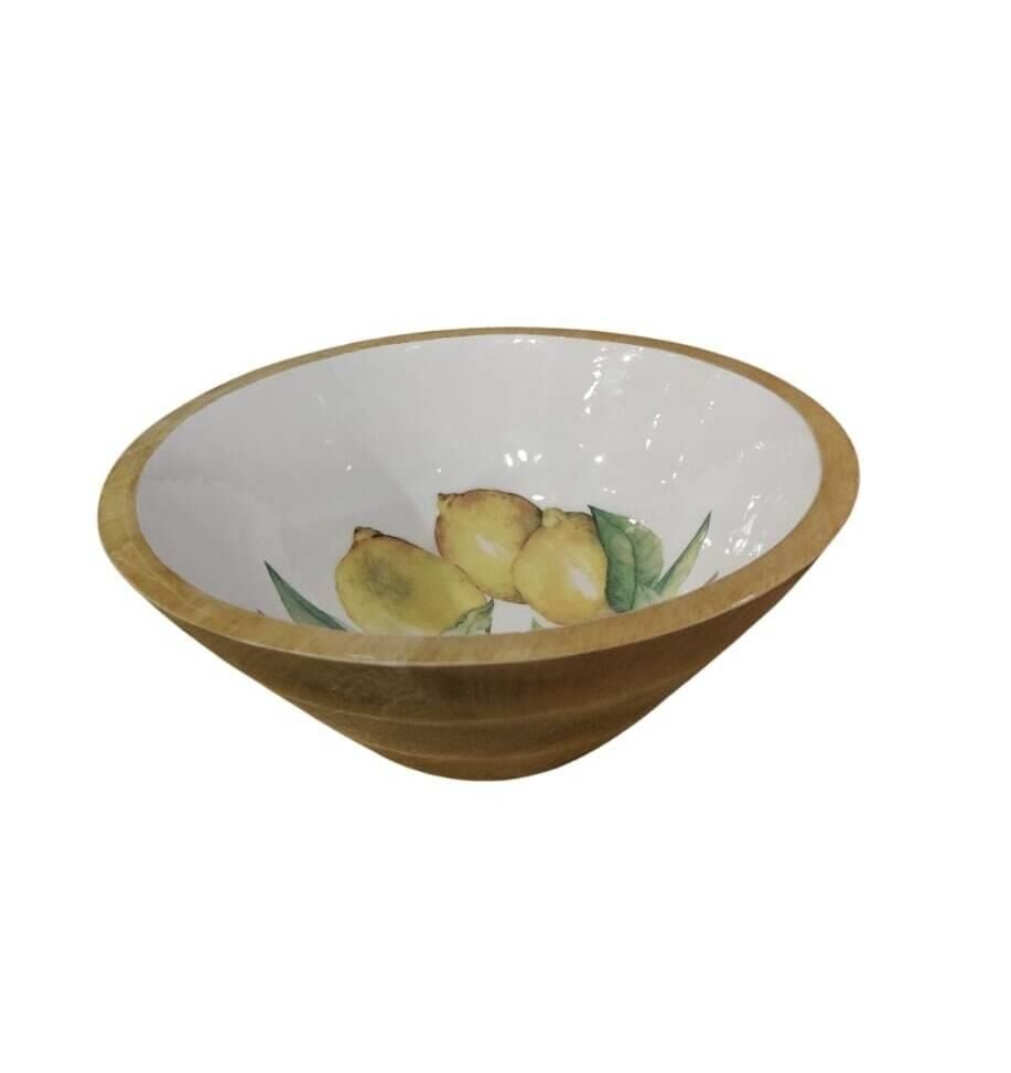 Limonlu Ahşap Derin Kase Orta