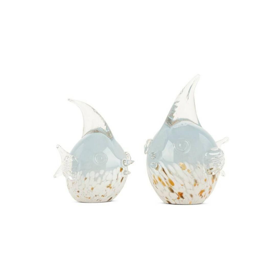 Mavi İkili Cam Balık Obje