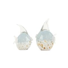 Mavi İkili Cam Balık Obje