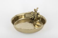 Antik Gold Kuş Çiçek Figürlü Kase 34x11cm
