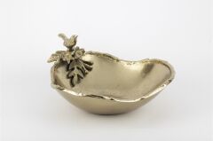 Antik Gold Kuş Çiçek Figürlü Tabak 30x29x15cm