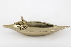 Antik Gold Kuş Çiçek Figürlü Oval Tabak 21x55x13cm