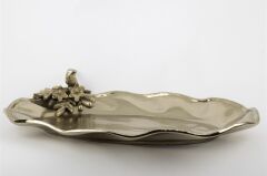 Antik Gold Kuş Çiçek Figürlü Tabak 34x46x10cm