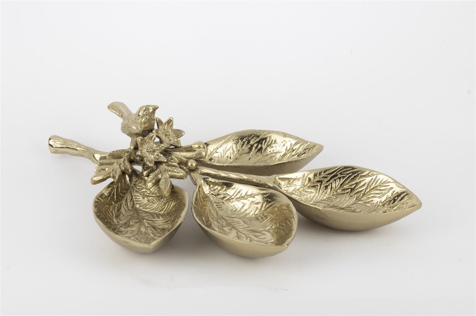 Antik Gold 4 Yaprak Dekor Tabak 38x25x10cm