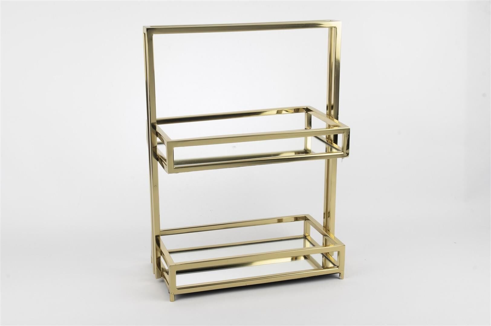 Gold 2 Katlı Aynalı Tepsi 32x17x43cm