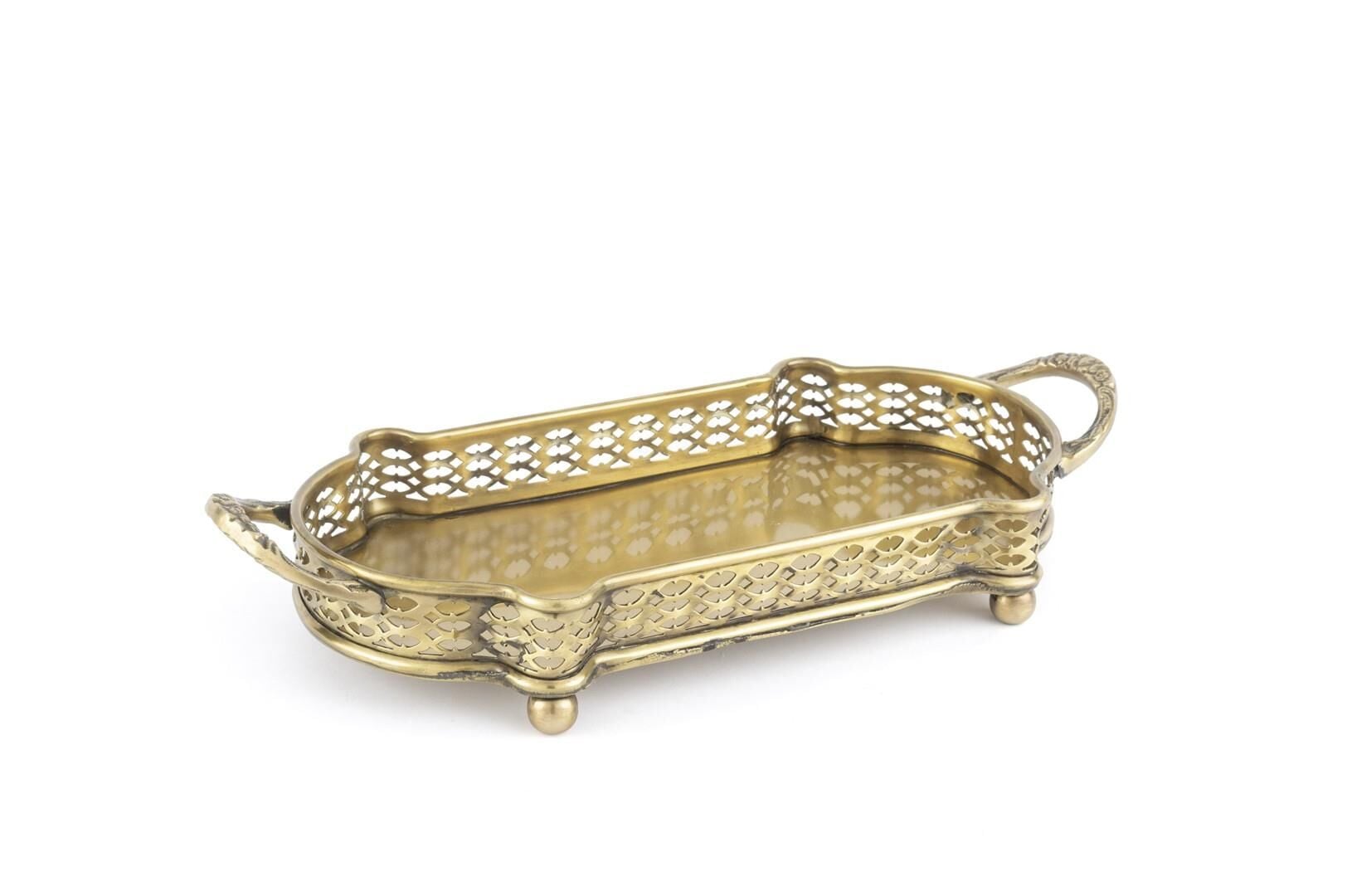 Bakır Antik Tepsi 33x15x6cm