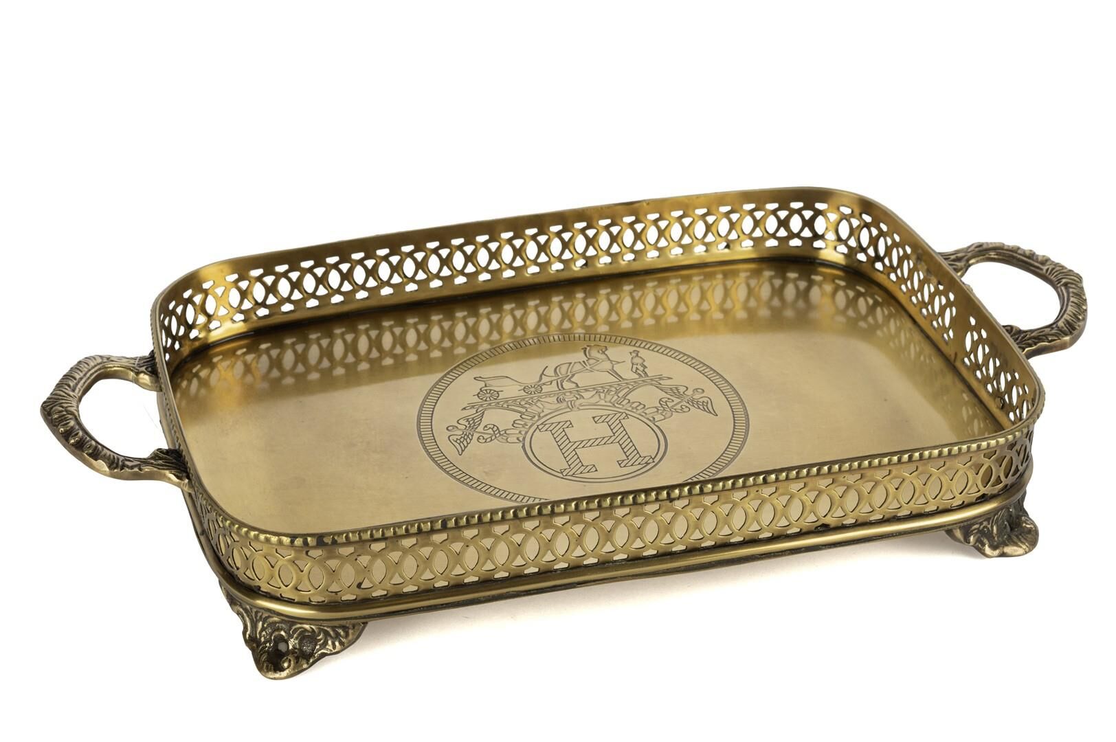 Horse Bakır Antik Ayaklı 37x20Tepsi