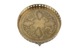 Bakır Antik Yuvarlak Tepsi 25x5cm