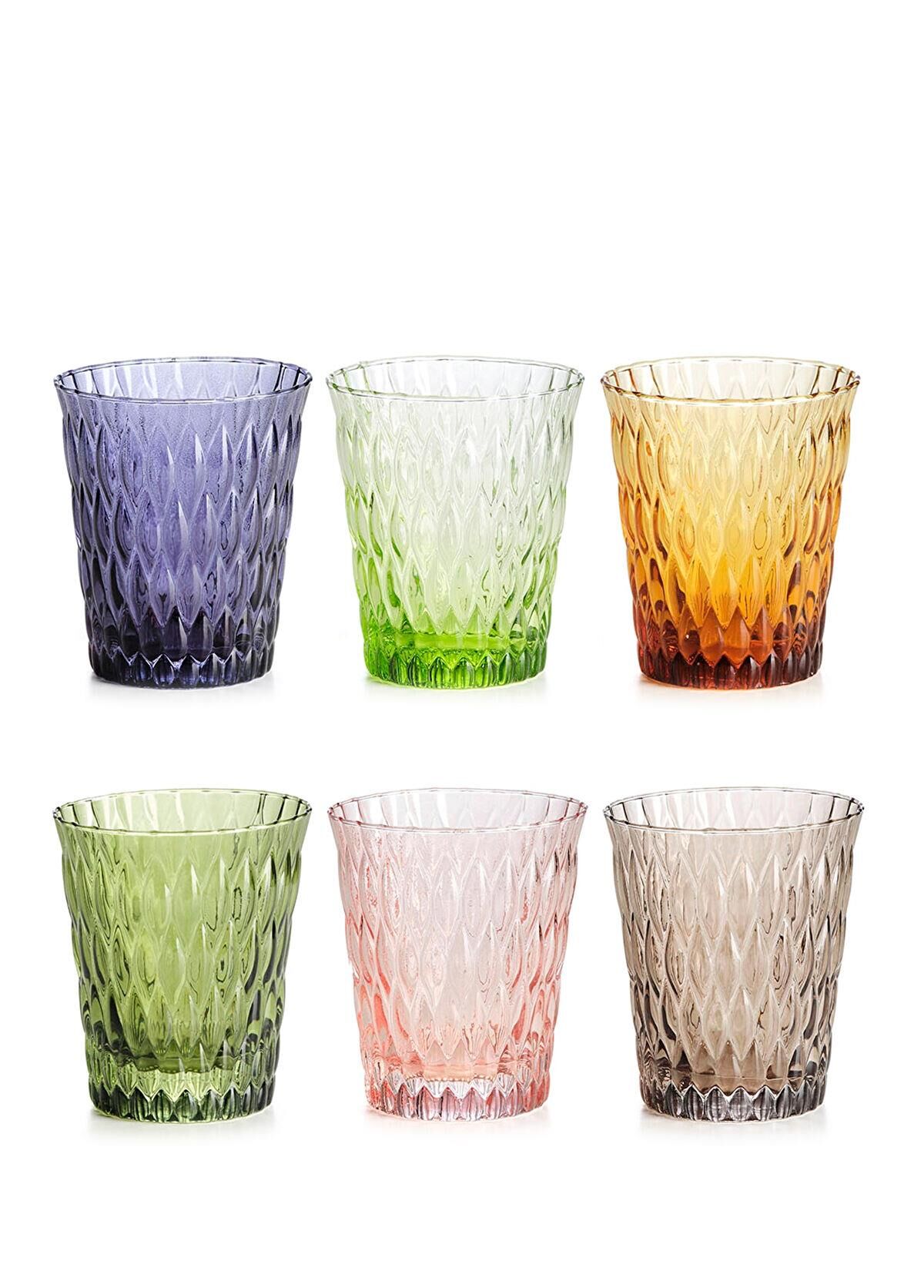 I.V.V Loto 6lı Set Renkli Bardak 32 Cl