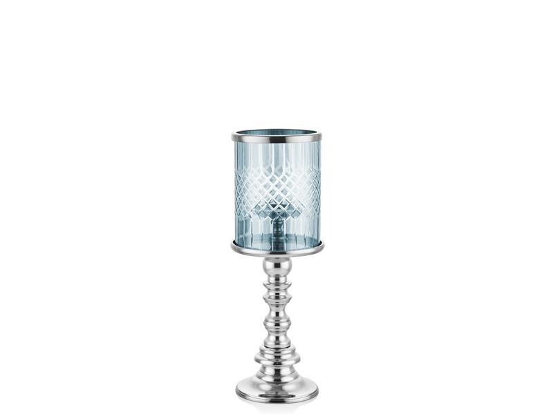 Charm Degrade Camlı Gümüş Büyük Mumluk 47 Cm