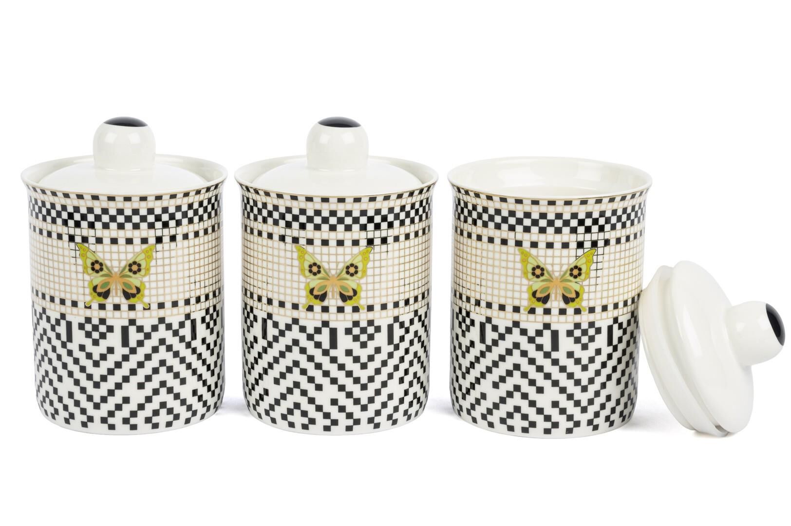 Monarch 3lü Siyah Beyaz Kavanoz 600ml