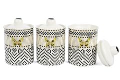 Monarch 3lü Siyah Beyaz Kavanoz 600ml