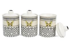 Monarch 3lü Siyah Beyaz Kavanoz 600ml