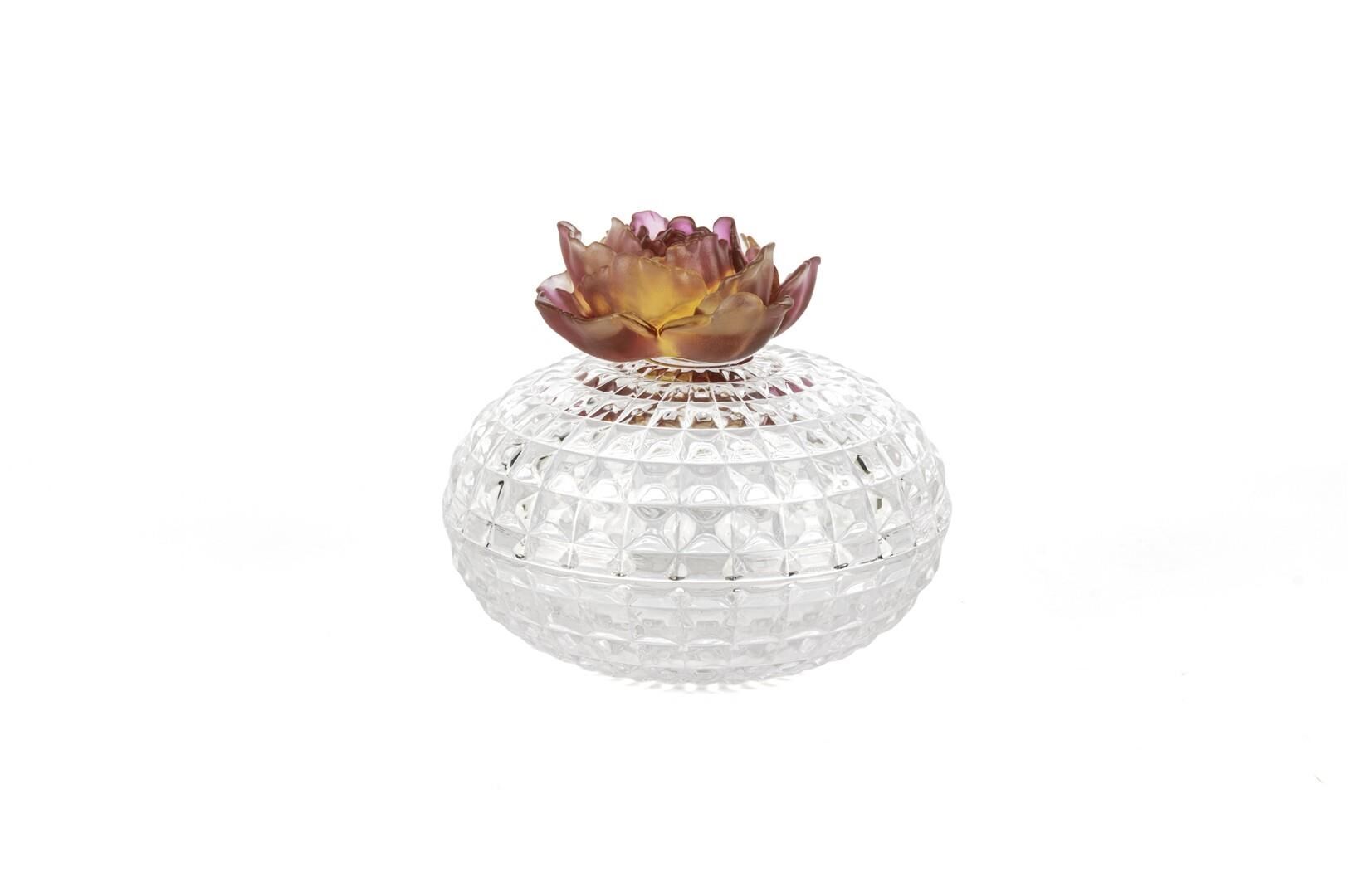 Mor Çiçekli Cam Şekerlik 15x14cm