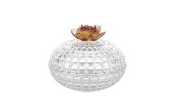 Mor Çiçekli Cam Şekerlik 20x16cm