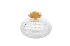 Turuncu Çiçekli Cam Şekerlik 20x16cm