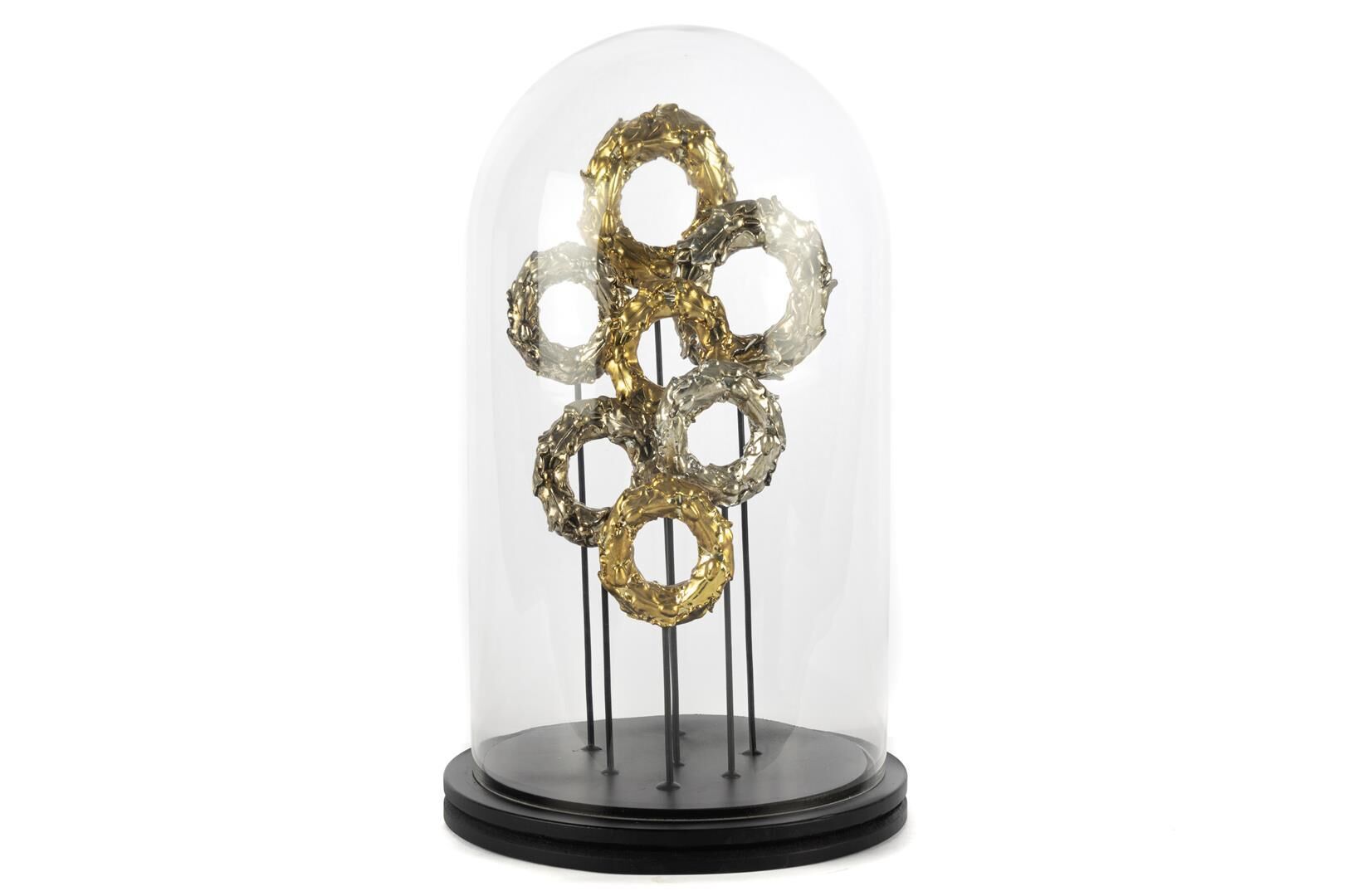 Circle Altın Gümüş Dekoratif Cam Fanus 21x37cm