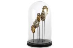 Circle Altın Gümüş Dekoratif Cam Fanus 21x37cm