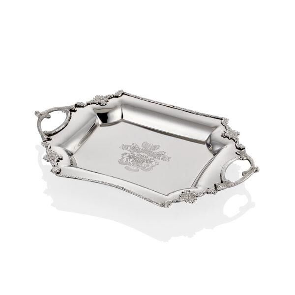 Engrave Border Gümüş Tepsi 35x23x4 Cm