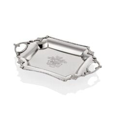 Engrave Border Gümüş Tepsi 35x23x4 Cm