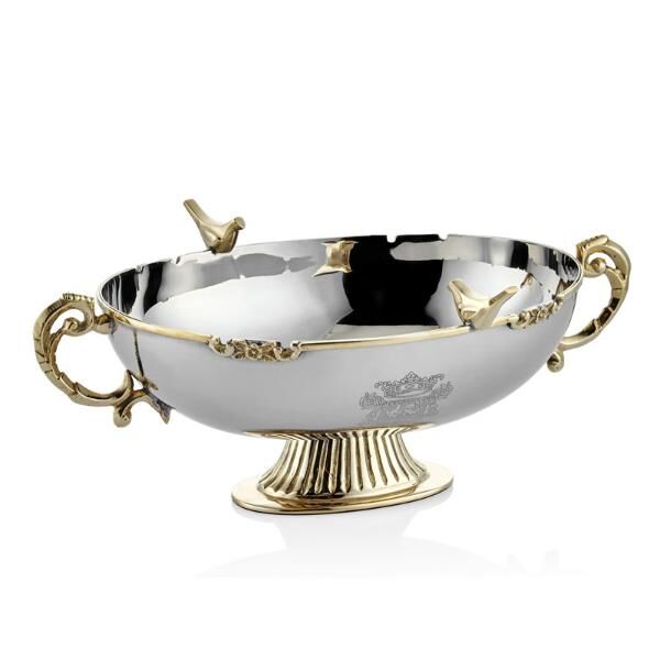 Black Pearl Kuşlu Kulplu Küçük Dekoratif Kase 35x17x15 Cm