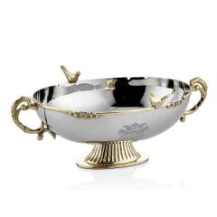 Black Pearl Kuşlu Kulplu Küçük Dekoratif Kase 35x17x15 Cm