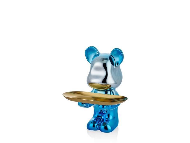 Serving Bear Blue Silver 18x15x22 Cm