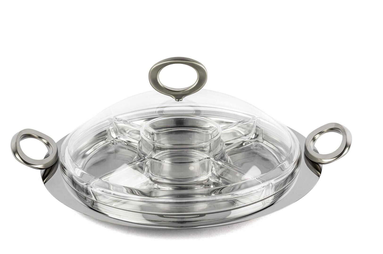 Cam Bölmeli Kapaklı Kahvaltı set 37x32x14cm