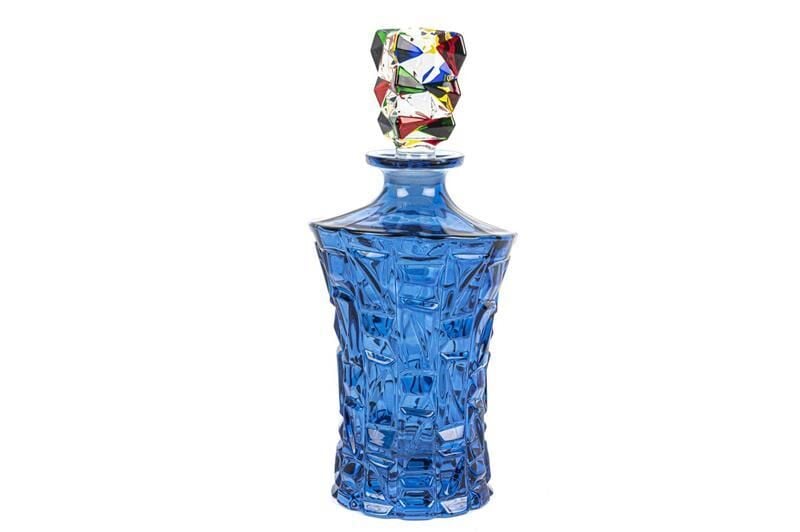 Mavi Renkli Cam Şişe 28cm 700ml