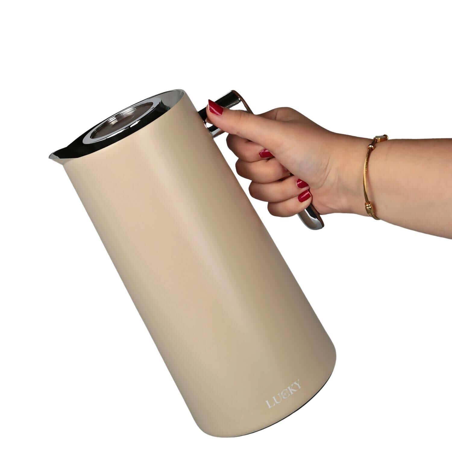 Çelik Gövdeli Karaf Termos Krem 1Lt