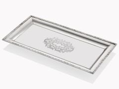 Engrave Gümüş Dikdörtgen Tepsi 40x20x2 Cm