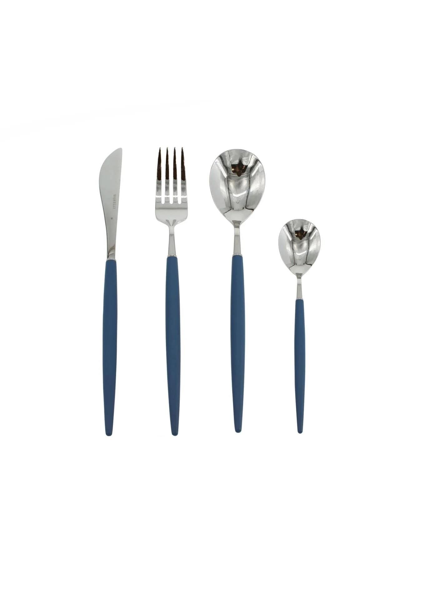 Wanelli Roatti Mavi Sade 24 Parça Çatal Kaşık Seti