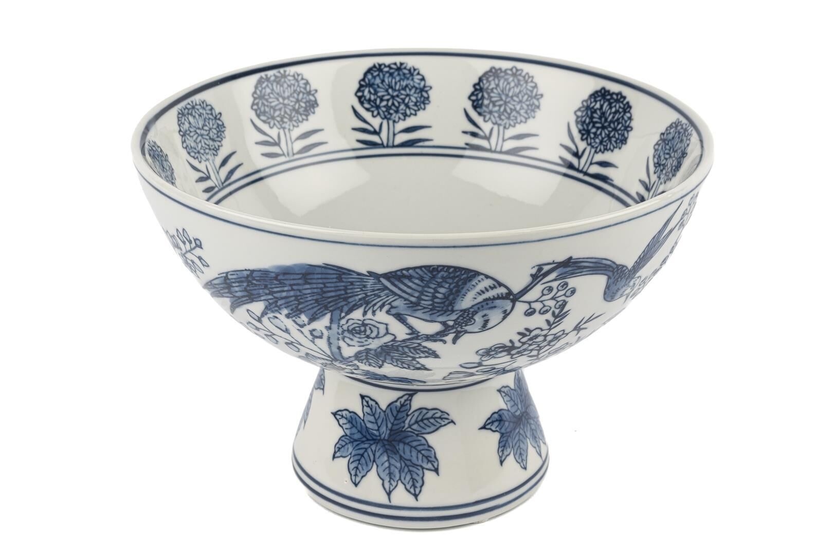 Mavi Çiçekli Ser Dekor Kase 23x16cm