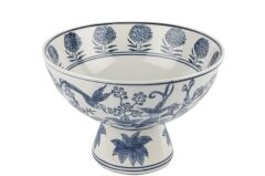 Mavi Çiçekli Ser Dekor Kase 23x16cm