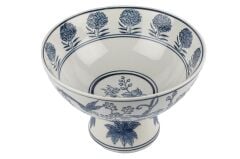 Mavi Çiçekli Ser Dekor Kase 23x16cm