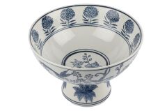 Mavi Çiçekli Ser Dekor Kase 23x16cm